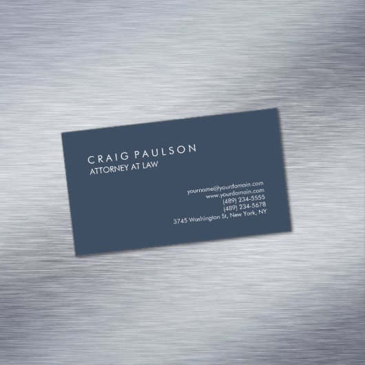 ネイビーブループレーンエレガントプロフェッショナル マグネット名刺 (インサイチュ)