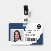 ネイビーブループロフェッショナルナース写真ロゴコード バッジ (クリップ付き表面)