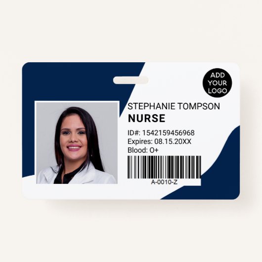 ネイビーブループロフェッショナルナース写真ロゴコード バッジ (正面)