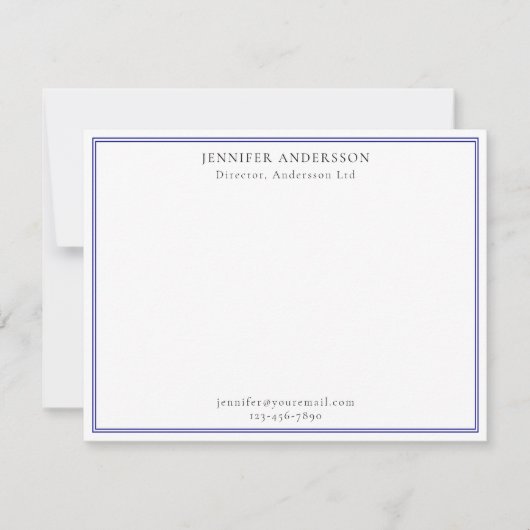 ネイビーブループロフェッショナルミニマリストモノグラム ノートカード (正面)