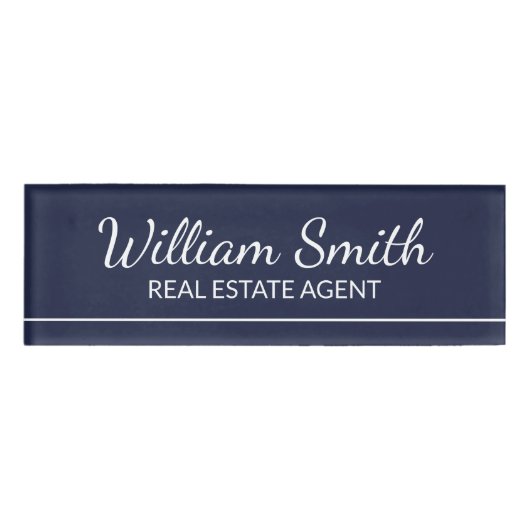 ネイビーブループロフェッショナル パーソナライズされた 名札 (正面)