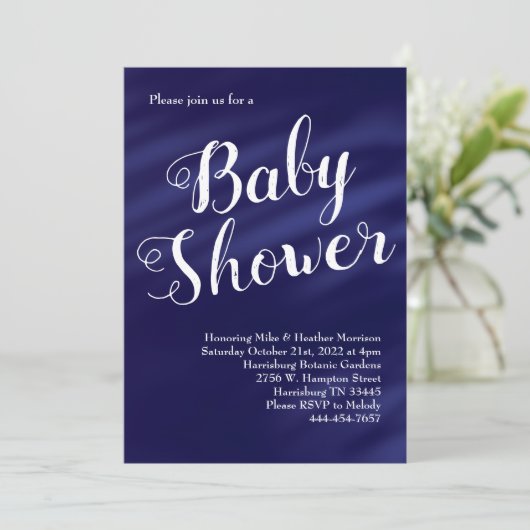 ネイビーブルーベイビーシャワーボーイ水航海の彩色 招待状 (スタンド正面)