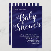 ネイビーブルーベイビーシャワーボーイ水航海の彩色 招待状 (正面/裏面)