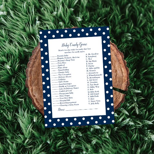 ネイビーブルーベイビーボウベイビーキャンディーベイビーシャワーゲーム 招待状