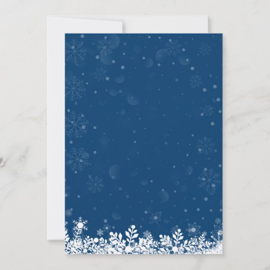 ネイビーブルーベビーその寒さ冬のベビーシャワー 招待状 (裏面)