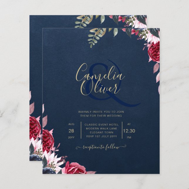 ネイビーブルーベリーフローラブルガンディーウィンター秋 (正面/裏面)