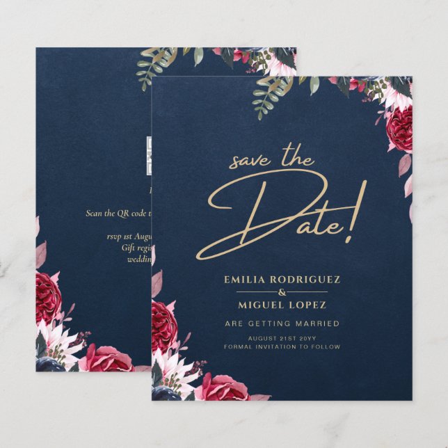 ネイビーブルーベリーフローラブルガンディーウィンター秋 (正面/裏面)