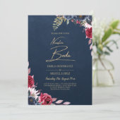 ネイビーブルーベリーフローラブルガンディーウィンター秋 招待状 (スタンド正面)