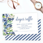 ネイビーブルーベリーベビーシャワーおむつラッフルカード エンクロージャーカード