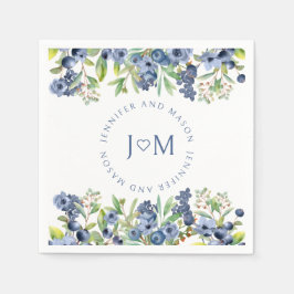 ネイビーブルーベリー結婚の紙ナプキン スタンダードカクテルナプキン