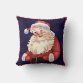 ネイビーブルーベルベットヴィンテージサンタクロースクリスマス クッション (正面)