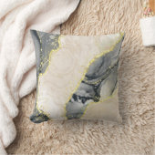 ネイビーブルーベージュグレー金ゴールドグリッターアルコールインク クッション (ブランケット)