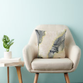 ネイビーブルーベージュグレー金ゴールドグリッターアルコールインク クッション (椅子)