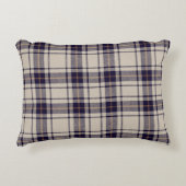 ネイビーブルーベージュスコットランドタータンチェック格子模様 アクセントクッション (正面)