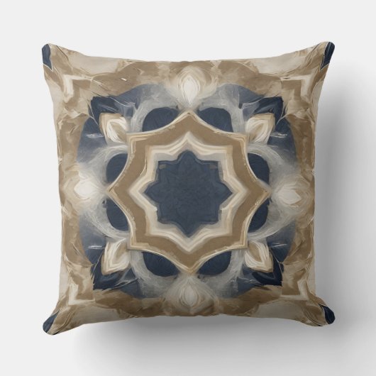 ネイビーブルーベージュファームハウスプリント クッション (裏面)