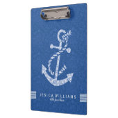 ネイビーブルーペイズリーとホワ航海のイトボートいかり2 クリップボード (左)