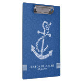 ネイビーブルーペイズリーとホワ航海のイトボートいかり2 クリップボード (右)