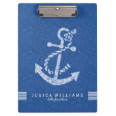 ネイビーブルーペイズリーとホワ航海のイトボートいかり2 クリップボード (正面)