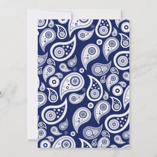 ネイビーブルーペイズリーブライダルシャワー招待状 招待状 (裏面)