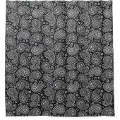 ネイビーブルーペイズリー シャワーカーテン (正面)