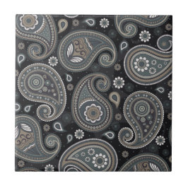 ネイビーブルーペイズリー タイル