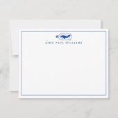 ネイビーブルーホエールフィッシュ航海のボトル縁ど海 ノートカード (正面)