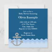 ネイビーブルーホエールベビーシャワー 招待状 (裏面)