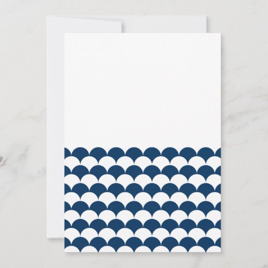 ネイビーブルーホタテ貝模様ブライダルシャワー招待 招待状 (裏面)