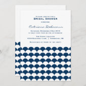 ネイビーブルーホタテ貝模様ブライダルシャワー招待 招待状 (正面/裏面)