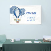 ネイビーブルーホットエアバルーンボーイベビーシャワーへようこそ 横断幕 (トレードショー)