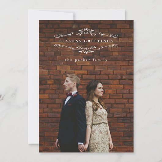 ネイビーブルーホリデーエレガンス | フォト シーズンカード (正面)