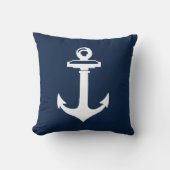 ネイビーブルーホワイトいかり航海の装飾用クッション クッション (正面)