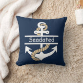 ネイビーブルーホワイトいかり航海の装飾用クッション クッション (ブランケット)