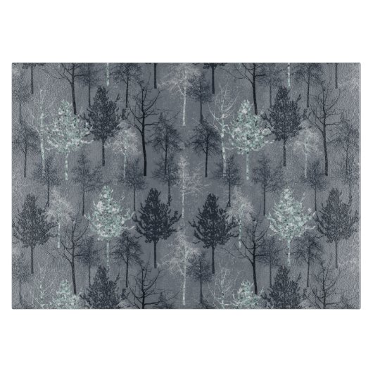 ネイビーブルーホワイトとフェイクグリッターの木 カッティングボード (正面)