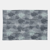 ネイビーブルーホワイトとフェイクグリッターの木 キッチンタオル (横)