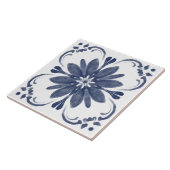 ネイビーブルーホワイトウォーター色あずら地中海の城 タイル (側面)