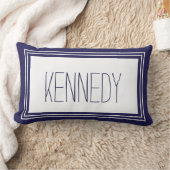 ネイビーブルーホワイトカスタムモノグラム名キープス ランバークッション (ブランケット)