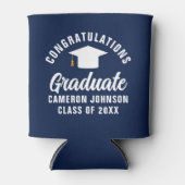 ネイビーブルーホワイトカスタム卒業パーティー 缶クーラー (正面)