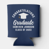 ネイビーブルーホワイトカスタム卒業パーティー 缶クーラー (裏面)