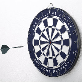 ネイビーブルーホワイトクラシックカスタムファミリー名メッセージ ダーツボード