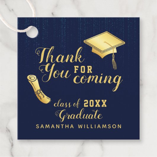 ネイビーブルーホワイトクラス2025卒業ありがとう フェイバータグ (正面)