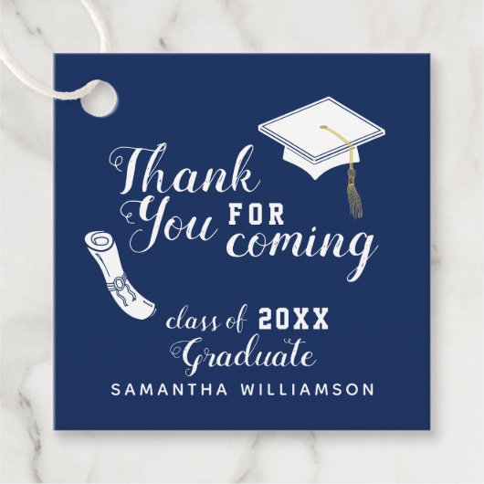 ネイビーブルーホワイトクラス2025卒業ありがとう フェイバータグ (正面)