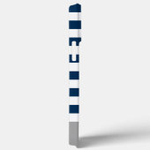 ネイビーブルーホワイトグレーストライプのパターモダンン名 Case-Mate iPhoneケース (裏面 / 右)