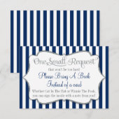 ネイビーブルーホワイトグレー赤ちゃんシャワーがブックカードをもたらす エンクロージャーカード (正面/裏面)