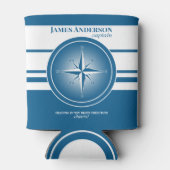 ネイビーブルーホワイトコンパス航海のクーラーボックス 缶クーラー (裏面)