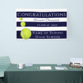 ネイビーブルーホワイトサッカーストライプのスポーツ卒業 横断幕 (トレードショー)