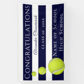 ネイビーブルーホワイトサッカーストライプのスポーツ卒業 横断幕 (縦)