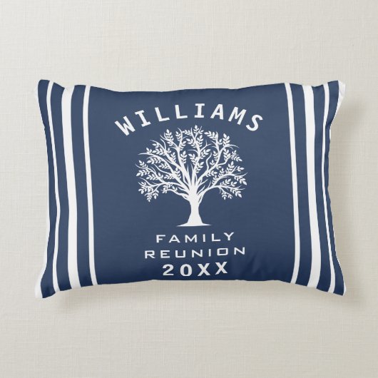 ネイビーブルーホワイトサマーカッコいいツリーファミリー懇親会 アクセントクッション (正面)