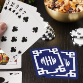 ネイビーブルーホワイトサークルモノグラムギリシャ鍵DIY BG トランプ