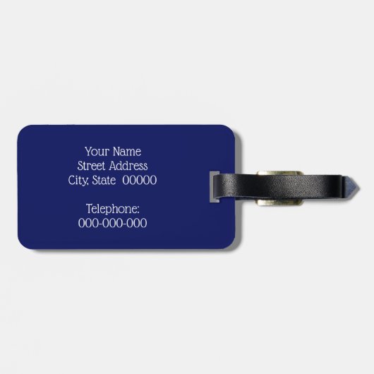 ネイビーブルーホワイトサークルモノグラムDIY BG ラゲッジタグ (裏面横)